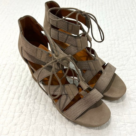 Paul Green Shoes - PAUL GREEN 'Hana' Taupe Lace-Up Heel Sandals - Size 8 (UK 5.5)